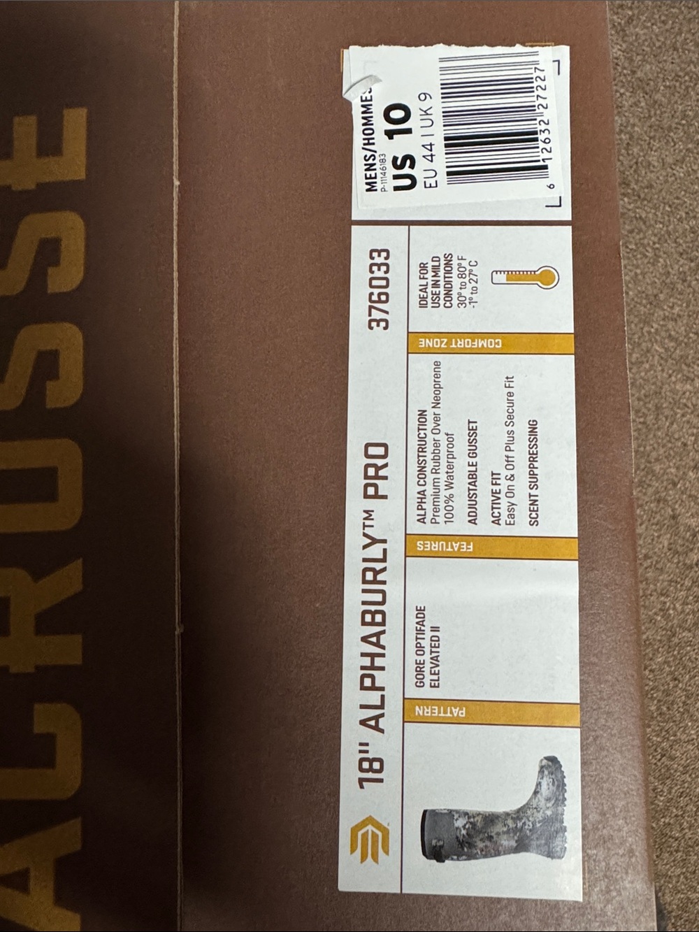 LaCrosse 18” Alpaburly Pro Sitka EVII Uninsulated Rubber Boots Size 10 - Picture 2 of 12